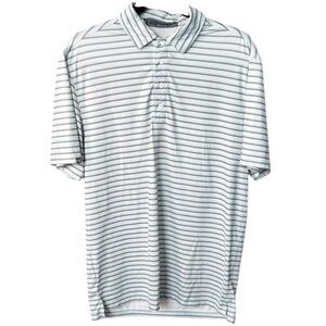 Matte Grey Shirt - Blue Gray Striped Golf Polo - M